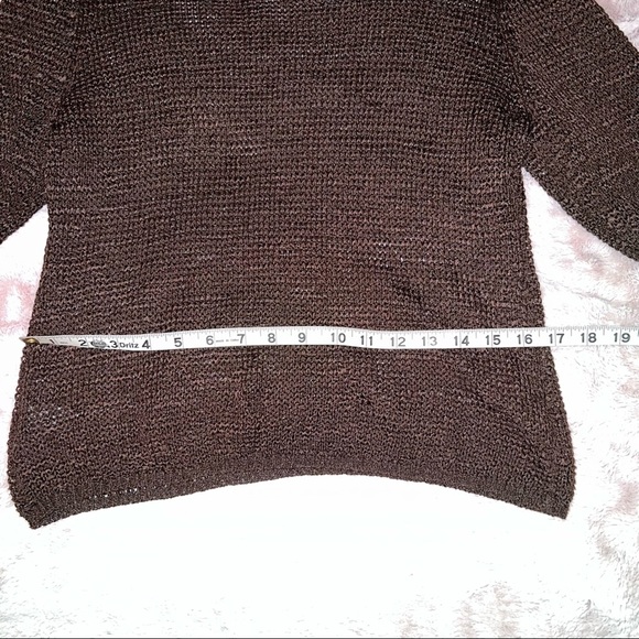 New Josephine Chaus Knit Sweater Brown Semi-transparent waffle scoop neck - Picture 8 of 11
